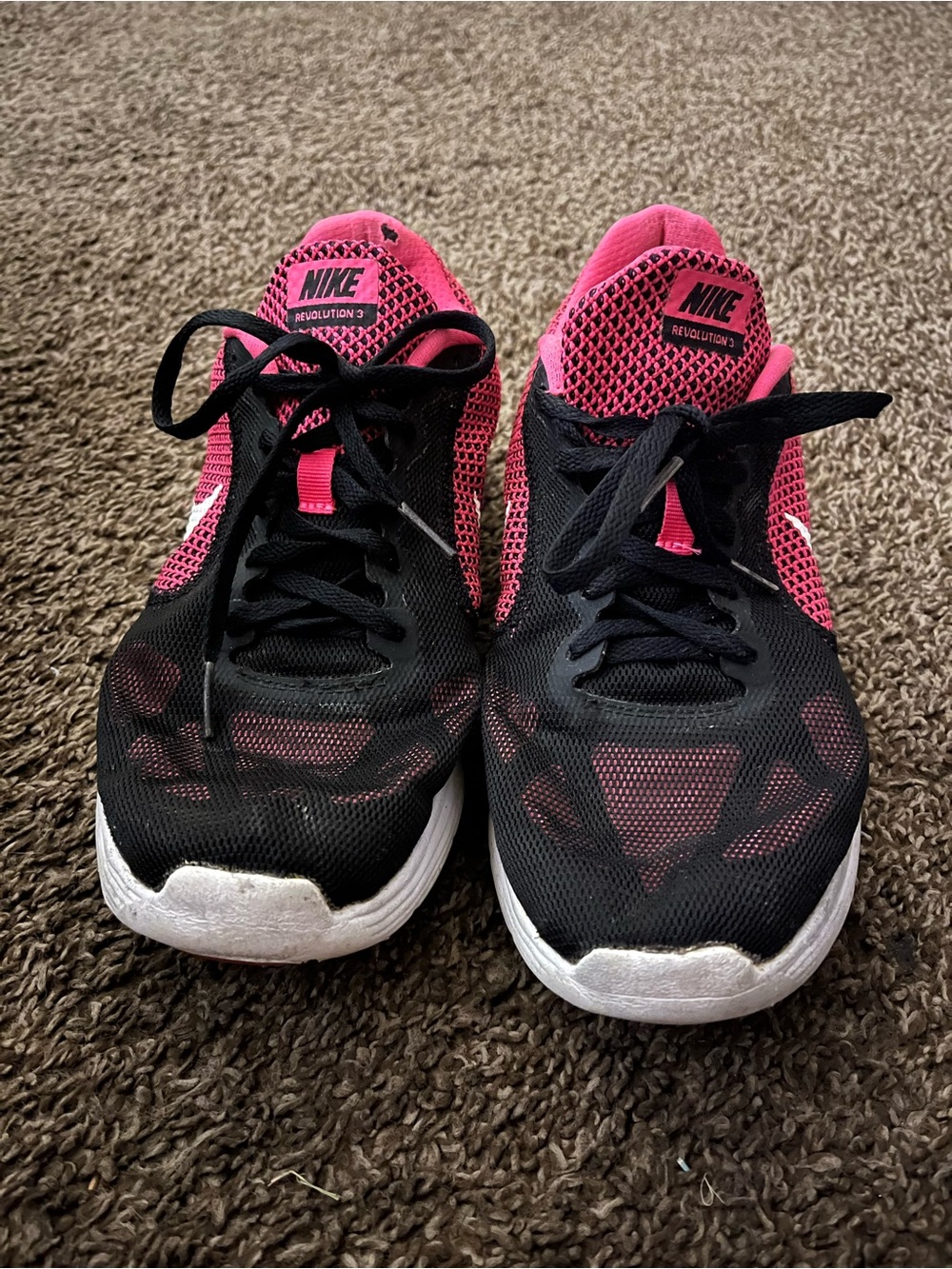 Nike Revolution 3 Women’s Black and Pink Mesh Running Sneakers